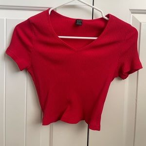 Red stretchy crop top